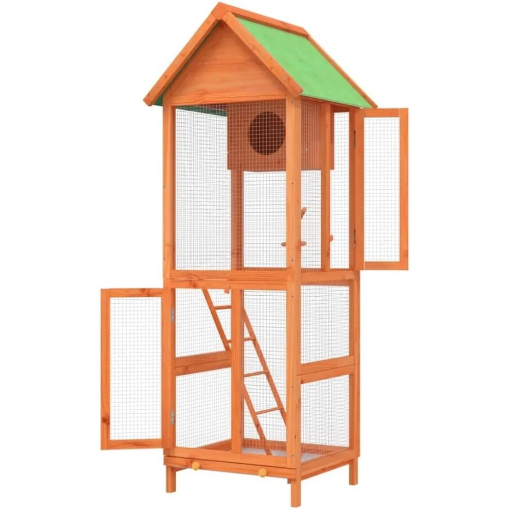 Wooden Bird Flight Cage for Parakeets, Lovebirds & Cockatiels 23.6"x23"x63 - Image 4