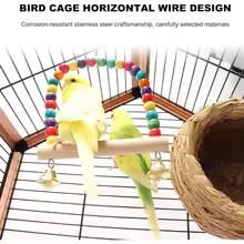 Rust-Resistant Metal Bird Cage with Rooftop Ladder for Parrots & Lovebirds - Image 3