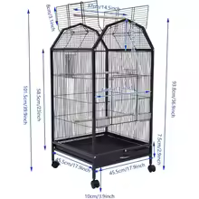 Wrought Iron 360° Bird Cage with Stand for Parrots, Finches, Budgies & Canaries - Image 2