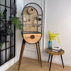 Natural Wooden Iron Parrot Villa Cage – Removable & DIY Large Bird Breeding Cage
