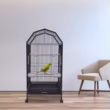 Large Iron Parrot & Parakeet Flight Cage with 5 Doors & Feeding Cups - Image 3