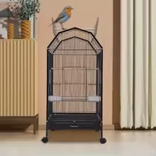 Wrought Iron 360° Bird Cage with Stand for Parrots, Finches, Budgies & Canaries - Image 3