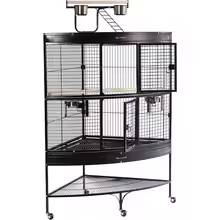 Large Metal Black Bar Parrot & Pigeon Breeding Cage – Corner Aviary - Image 2