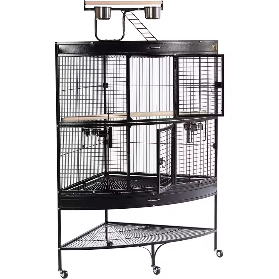 Large Metal Black Bar Parrot & Pigeon Breeding Cage – Corner Aviary