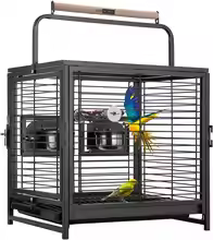 Wrought Iron Bird Travel Cage for Parrots, Conures & Cockatiels - Image 2