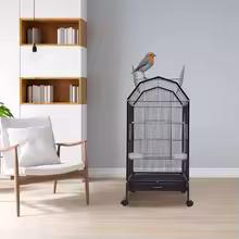 Wrought Iron 360° Bird Cage with Stand for Parrots, Finches, Budgies & Canaries - Image 4