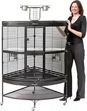 Large Metal Black Bar Parrot & Pigeon Breeding Cage – Corner Aviary - Image 5