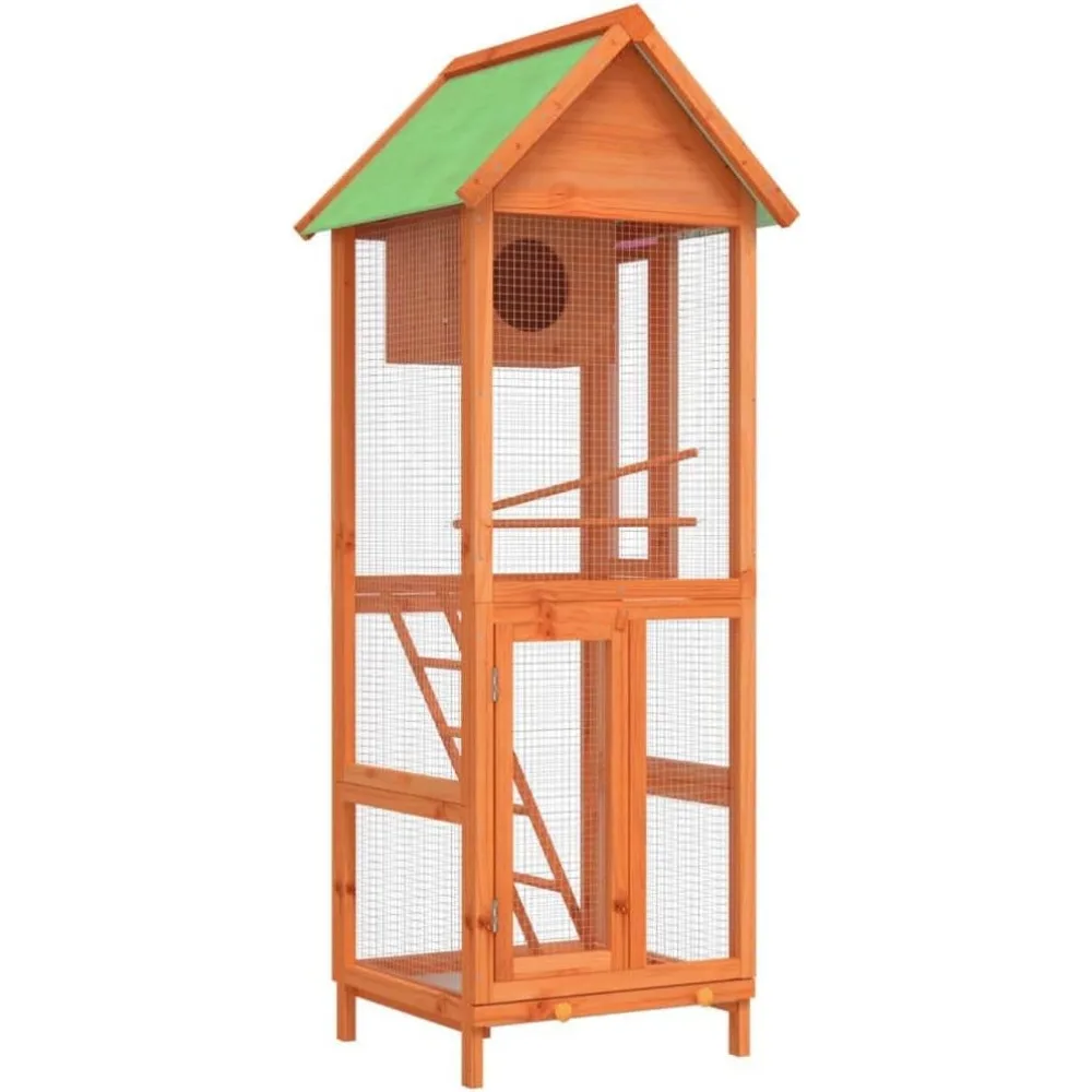 Wooden Bird Flight Cage for Parakeets, Lovebirds & Cockatiels 23.6"x23"x63 - Image 2