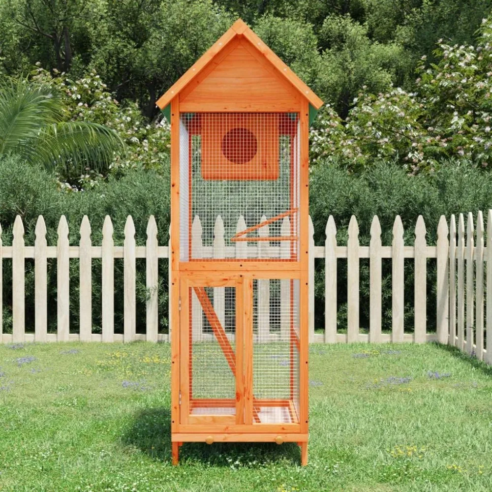 Wooden Bird Flight Cage for Parakeets, Lovebirds & Cockatiels 23.6"x23"x63