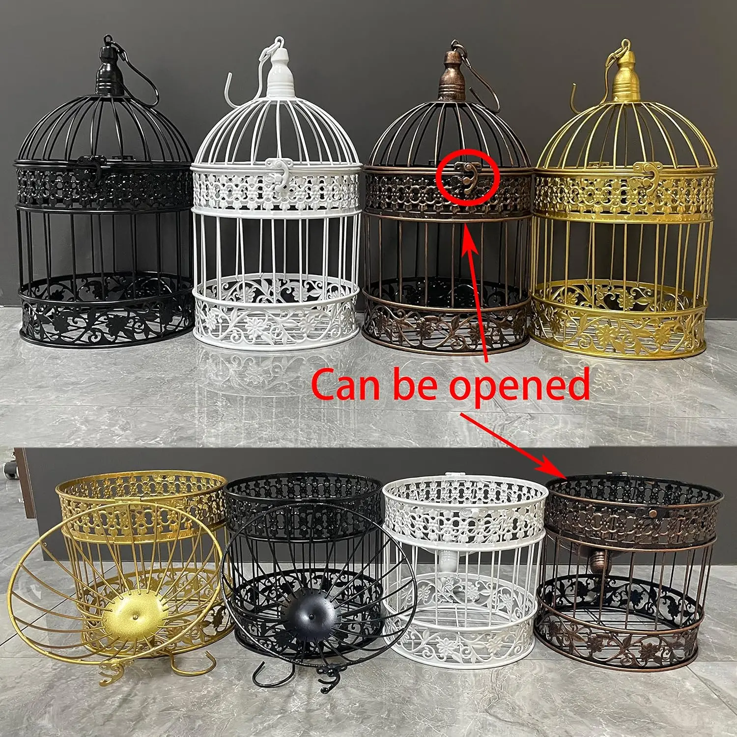 Vintage Round Iron Birdcage Decor for Weddings & Hanging Flowers - Image 3