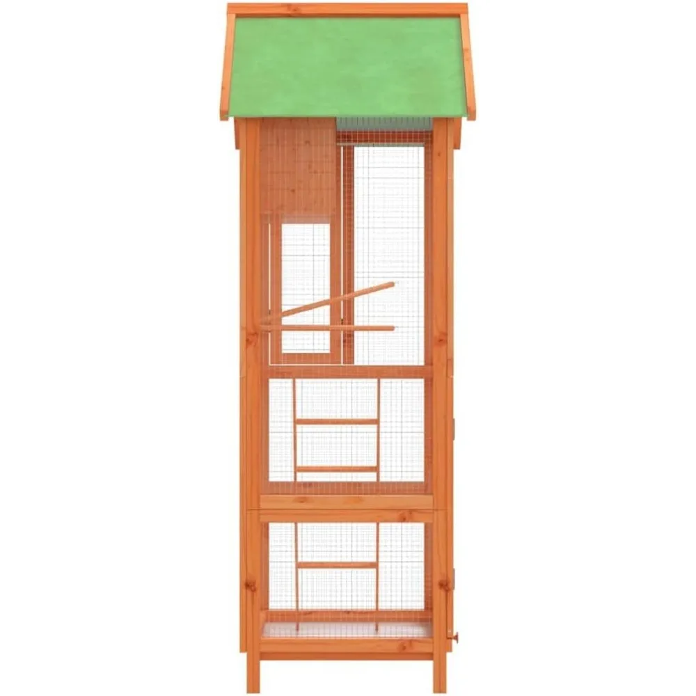 Wooden Bird Flight Cage for Parakeets, Lovebirds & Cockatiels 23.6"x23"x63 - Image 3