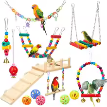 12PCS Bird Toys Set – Swings, Perches & Ladders for Cockatiels, Conures & Parakeets