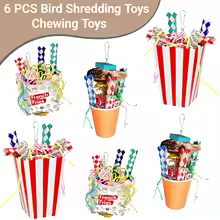 6PCS Bird Chew & Foraging Toys for Parrots – Budgie, Cockatiel, Conure, Lovebird
