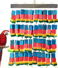 XL Parrot Chew Toy – 21.6" Wooden Block Tearing Toy for Macaws & African Greys
