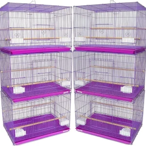 Set of 6 Lavender Aviary Breeding Cages for Finches & Parakeets (24"x16"x16")