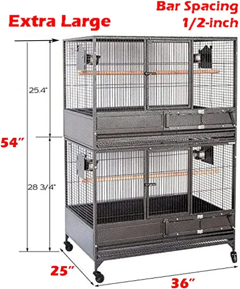 XL Heavy-Duty Stackable Parrot Breeding Cage with Nest Box Doors - Image 4