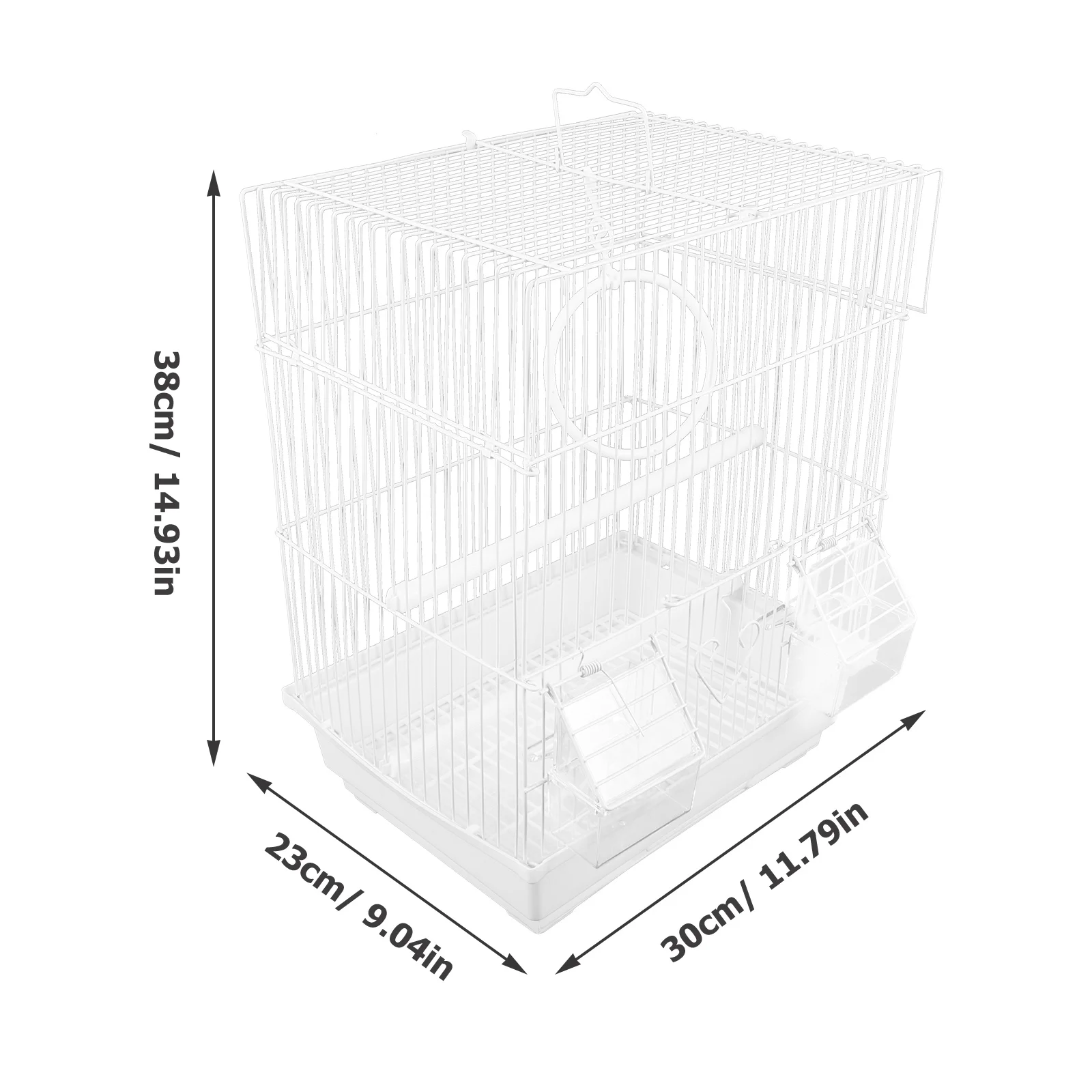 White Portable Iron Birdcage for Parrots – Travel Pet Cage - Image 3