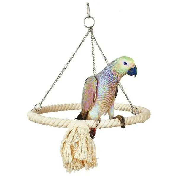 Bird Rope Ring Swing – Hanging Toy for Budgies, Cockatiels & Parrots - Image 2