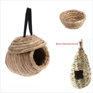 Handwoven Straw Nest for Parakeets & Small Birds – Cozy Cage Hideaway
