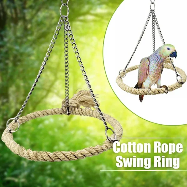 Bird Rope Ring Swing – Hanging Toy for Budgies, Cockatiels & Parrots