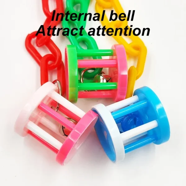Plastic Bird Chew Toy – Hanging Swing with Bell (Random Color) - Image 5