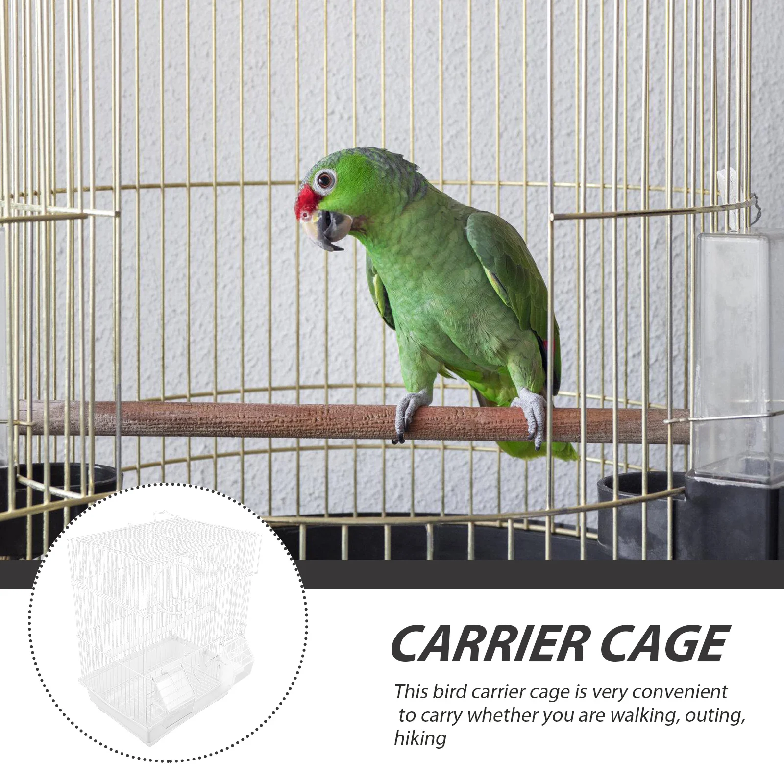 White Portable Iron Birdcage for Parrots – Travel Pet Cage - Image 2