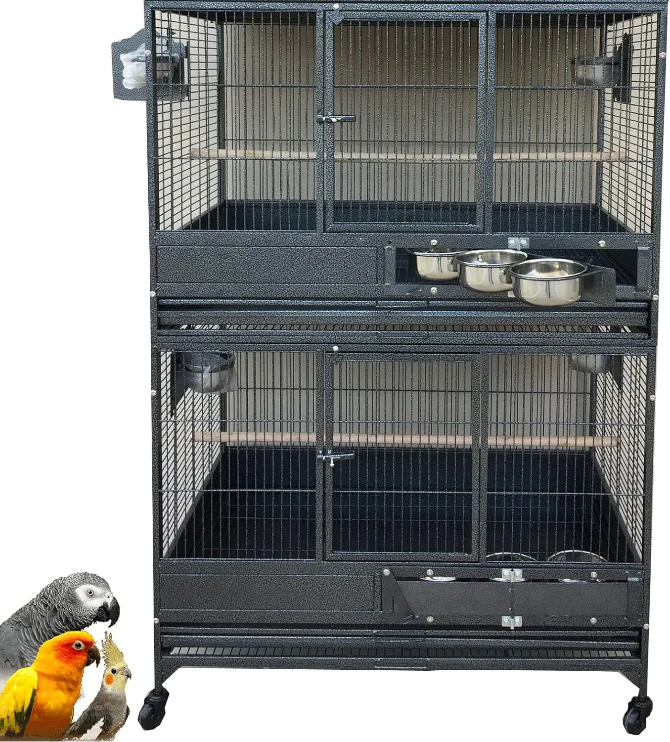 XL Heavy-Duty Stackable Parrot Breeding Cage with Nest Box Doors